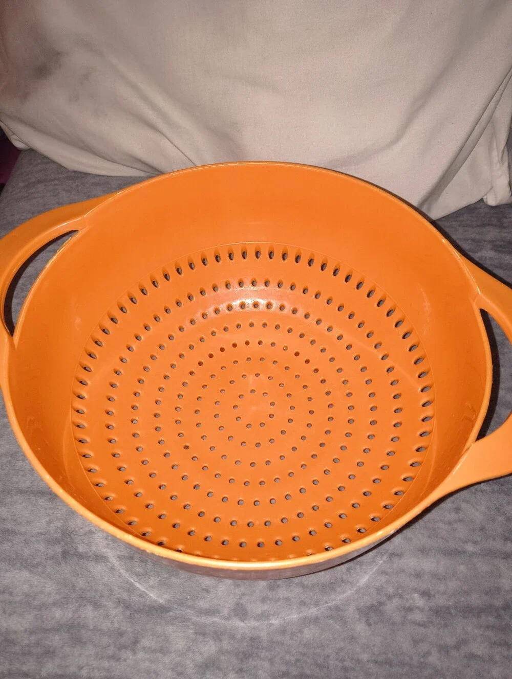 Vintage Orange Plastic Colander with Handles - Home Kitchen
